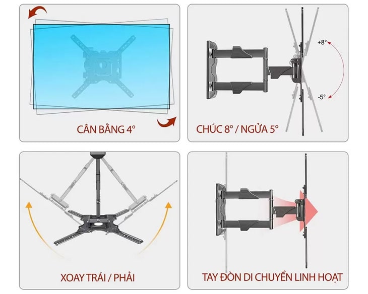 Khung treo xoay Tivi Ergotek E85 (32 inch – 65 inch) Khung treo xoay Tivi Ergotek E85 (32 inch - 65 inch) - hình ảnh sản phẩm