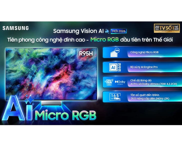 Smart Tivi Samsung Micro RGB 4K 75 Inch MRA75R95HX 2026 Smart Tivi Samsung Micro RGB 4K 75 Inch MRA75R95HX 2026 - hình ảnh sản phẩm