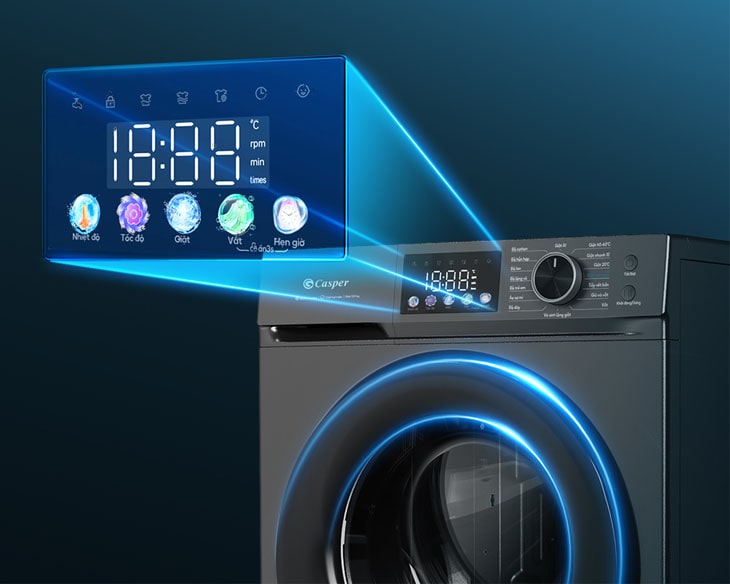 Máy giặt Casper Inverter 10.5 kg WF-D105VGR1 model 2024 Máy giặt Casper Inverter 10.5 kg WF-D105VGR1 model 2024 - góc nhìn 5