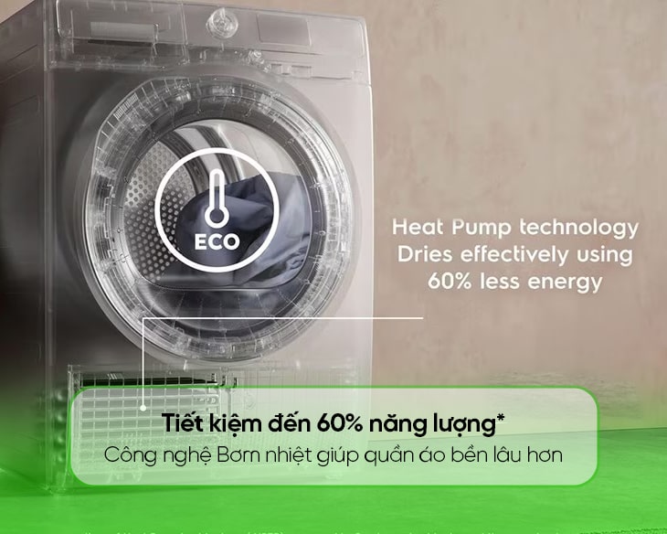 Máy sấy bơm nhiệt Electrolux UltimateCare 9 kg EDH903R7WC Máy sấy bơm nhiệt Electrolux UltimateCare 9 kg EDH903R7WC - góc nhìn 3