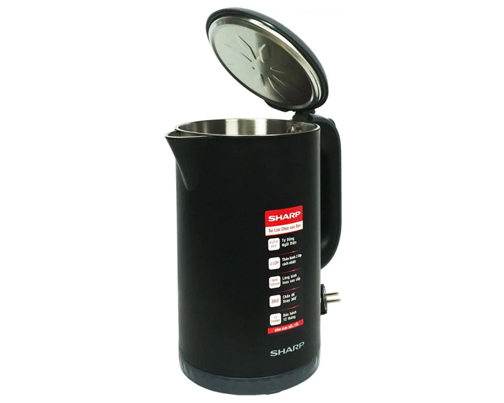 Bình đun siêu tốc Sharp 1.7 lít EKJ-17EVPS-BK chính hãng Bình đun siêu tốc Sharp 1.7 lít EKJ-17EVPS-BK chính hãng - góc nhìn 3