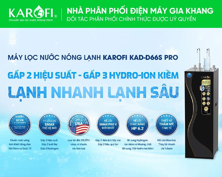 Máy lọc nước nóng lạnh Karofi KAD-D66S PRO chính hãng Máy lọc nước nóng lạnh Karofi KAD-D66S PRO chính hãng - hình ảnh sản phẩm