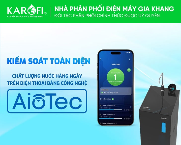 Máy lọc nước Hydro-ion kiềm Karofi KAE-S68 model mới 2024 Máy lọc nước Hydro-ion kiềm Karofi KAE-S68 model mới 2024 - góc nhìn 4