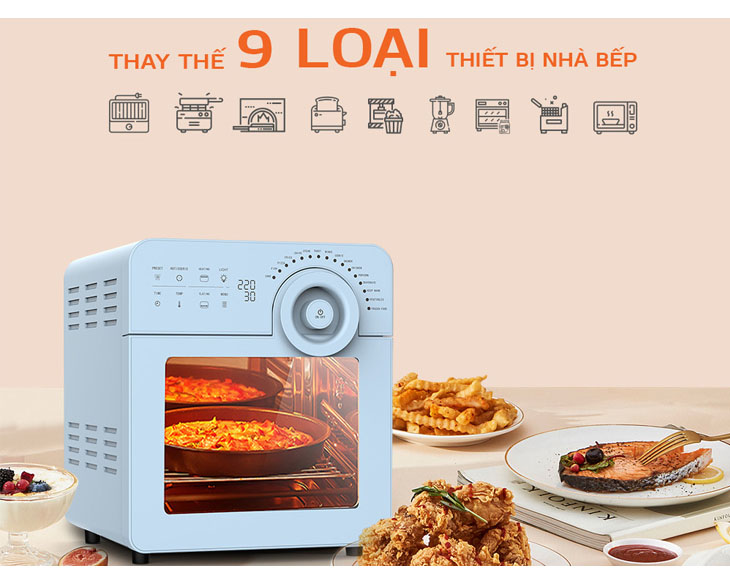 Nồi chiên không dầu 14.5 lít UNIE UNSKYBLUE chính hãng Nồi chiên không dầu 14.5 lít UNIE UNSKYBLUE chính hãng - góc nhìn 4