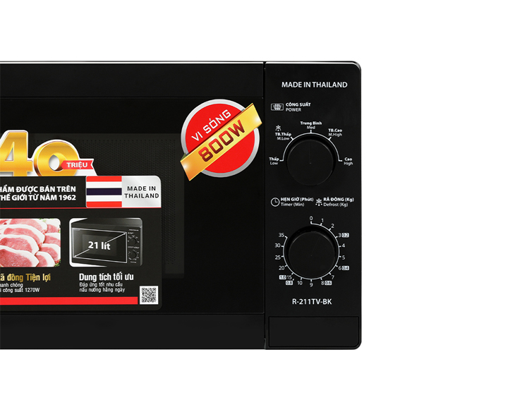 Lò vi sóng Sharp R-211TV-BK 21 lít chính hãng, giá tốt Lò vi sóng Sharp R-211TV-BK 21 lít chính hãng, giá tốt - góc nhìn 3