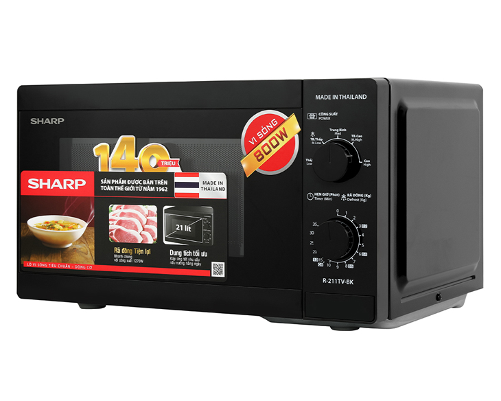 Lò vi sóng Sharp R-211TV-BK 21 lít chính hãng, giá tốt Lò vi sóng Sharp R-211TV-BK 21 lít chính hãng, giá tốt - góc nhìn 2