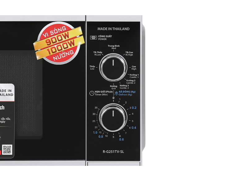 Lò vi sóng có nướng Sharp R-G251TV-SL 25 lít chính hãng Lò vi sóng có nướng Sharp R-G251TV-SL 25 lít chính hãng - góc nhìn 2