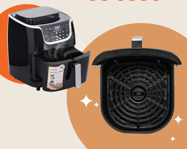 Nồi chiên không dầu hơi nước 7 lít UNIE US 6800 chính hãng Nồi chiên không dầu hơi nước 7 lít UNIE US 6800 chính hãng - góc nhìn 3
