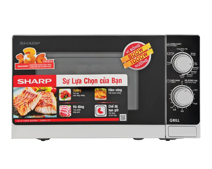 Lò vi sóng có nướng Sharp R-G222VN-S 20 lít chính hãng Lò vi sóng có nướng Sharp R-G222VN-S 20 lít chính hãng - hình ảnh sản phẩm