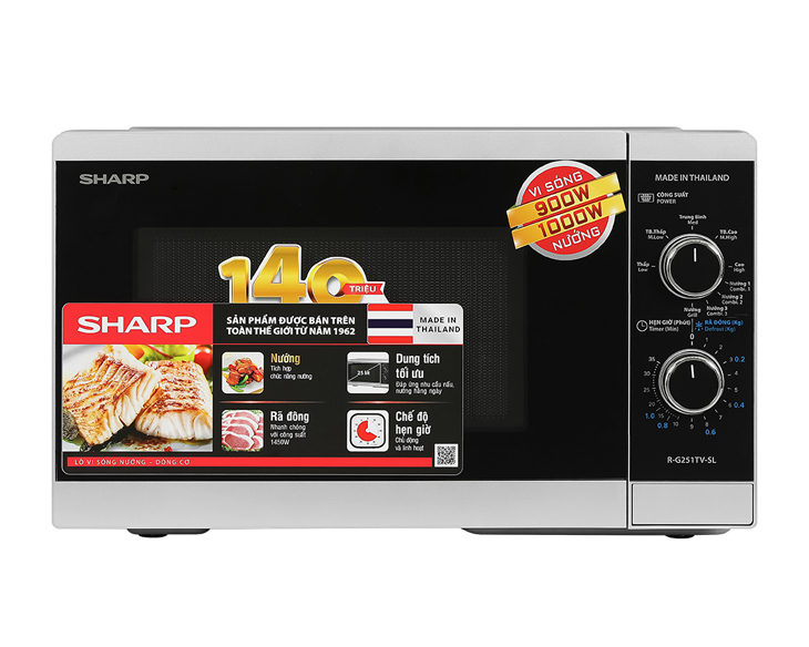 Lò vi sóng có nướng Sharp R-G251TV-SL 25 lít chính hãng Lò vi sóng có nướng Sharp R-G251TV-SL 25 lít chính hãng - hình ảnh sản phẩm
