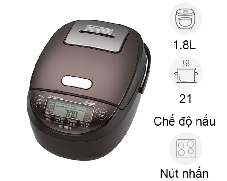 Nồi cơm cao tần áp suất Tiger 1.8 lít JPK-W18W giá rẻ