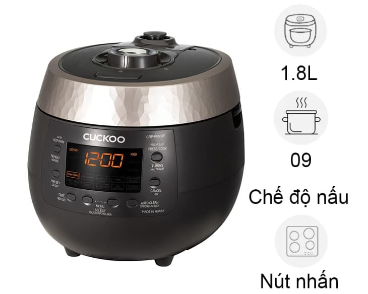 Nồi cơm điện tử áp suất Cuckoo 1.8 lít CRP-R1000F/BKGBCRVNCV Nồi cơm điện tử áp suất Cuckoo 1.8 lít CRP-R1000F/BKGBCRVNCV - hình ảnh sản phẩm