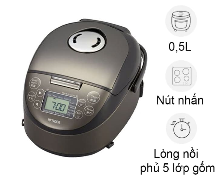 Nồi cơm điện tử cao tần Tiger 0.5 lít JPF-A55W-K chính hãng Nồi cơm điện tử cao tần Tiger 0.5 lít JPF-A55W-K chính hãng - hình ảnh sản phẩm