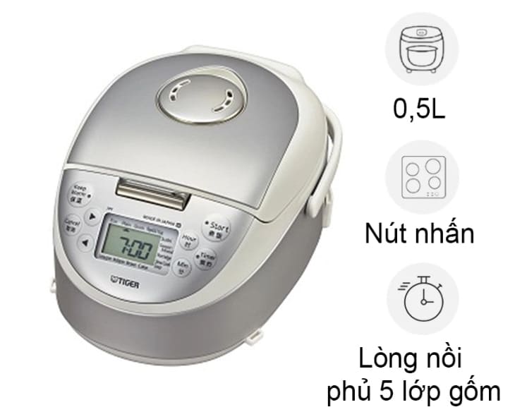 Nồi cơm điện tử cao tần Tiger 0.5 lít JPF-A55W-W giá tốt Nồi cơm điện tử cao tần Tiger 0.5 lít JPF-A55W-W giá tốt - hình ảnh sản phẩm