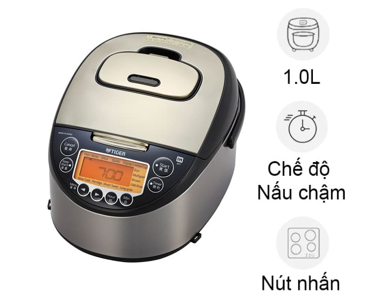 Nồi cơm điện tử cao tần Tiger 1 lít JKT-F10W Xám Đen